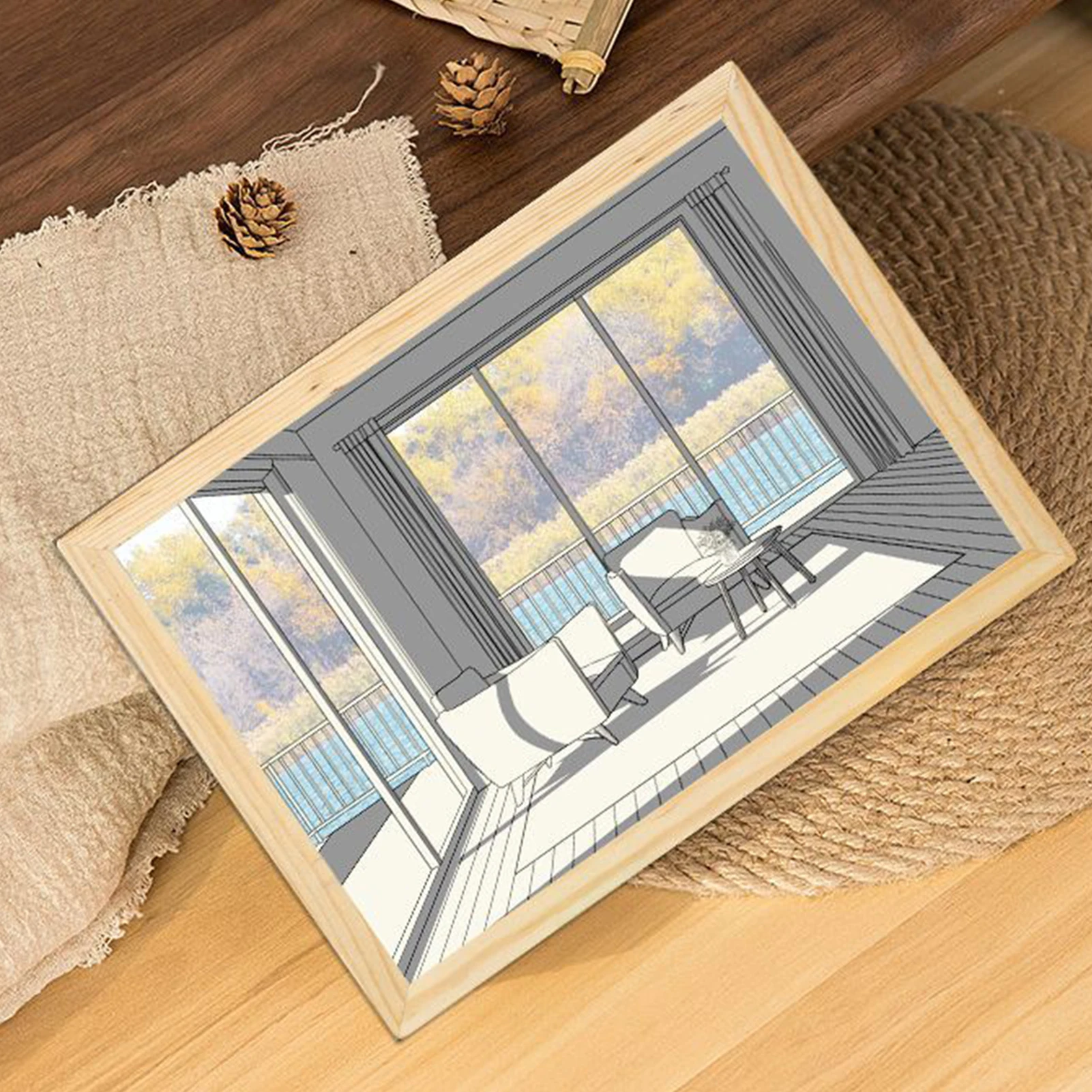 

Creative LED Light Painting 3Colors Adjustable For Living Room Bedroom Wall Desktop Decor USB Lights Landscape Painting Gift