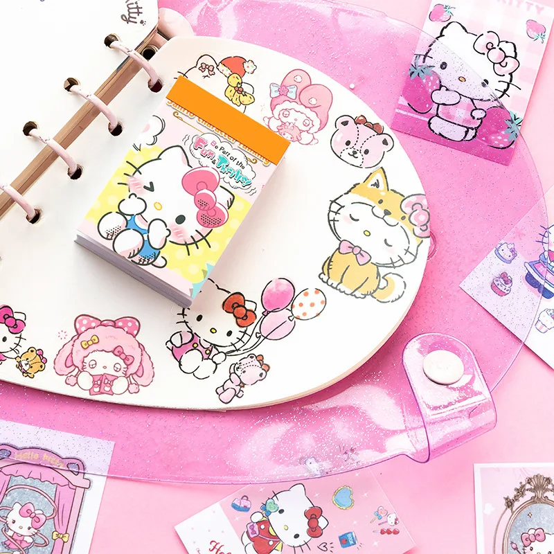 

Cute Kuromi Sticker 2024 Sanrio Kawaii Anime Cinnamoroll Hello Kitty Doudouben Girl Heart Cartoon Mini Sticker Book Gift for Kid