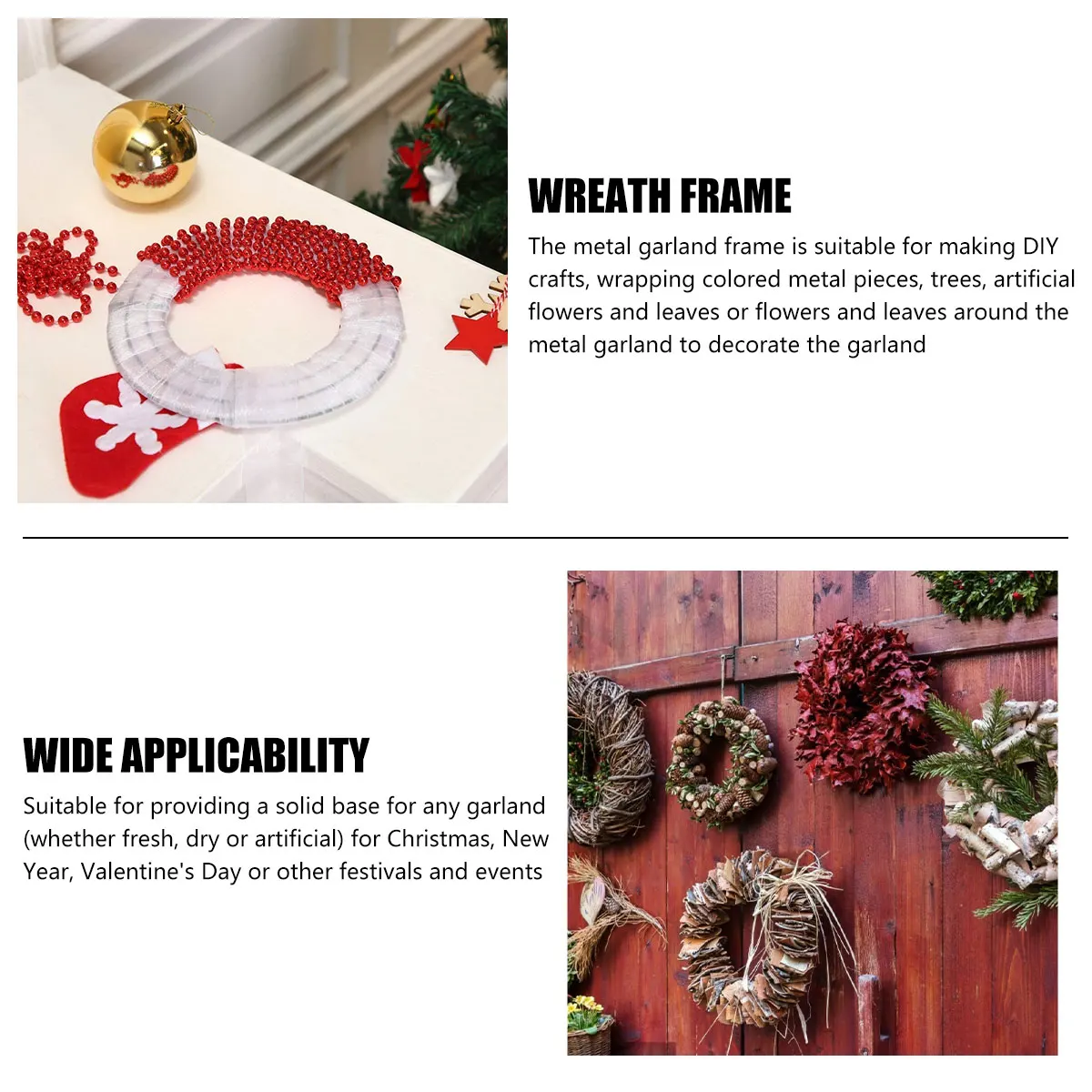 3x Metal Wire Wreath Frame Round Ring Form Floral Supply Crafts 30cm/35cm