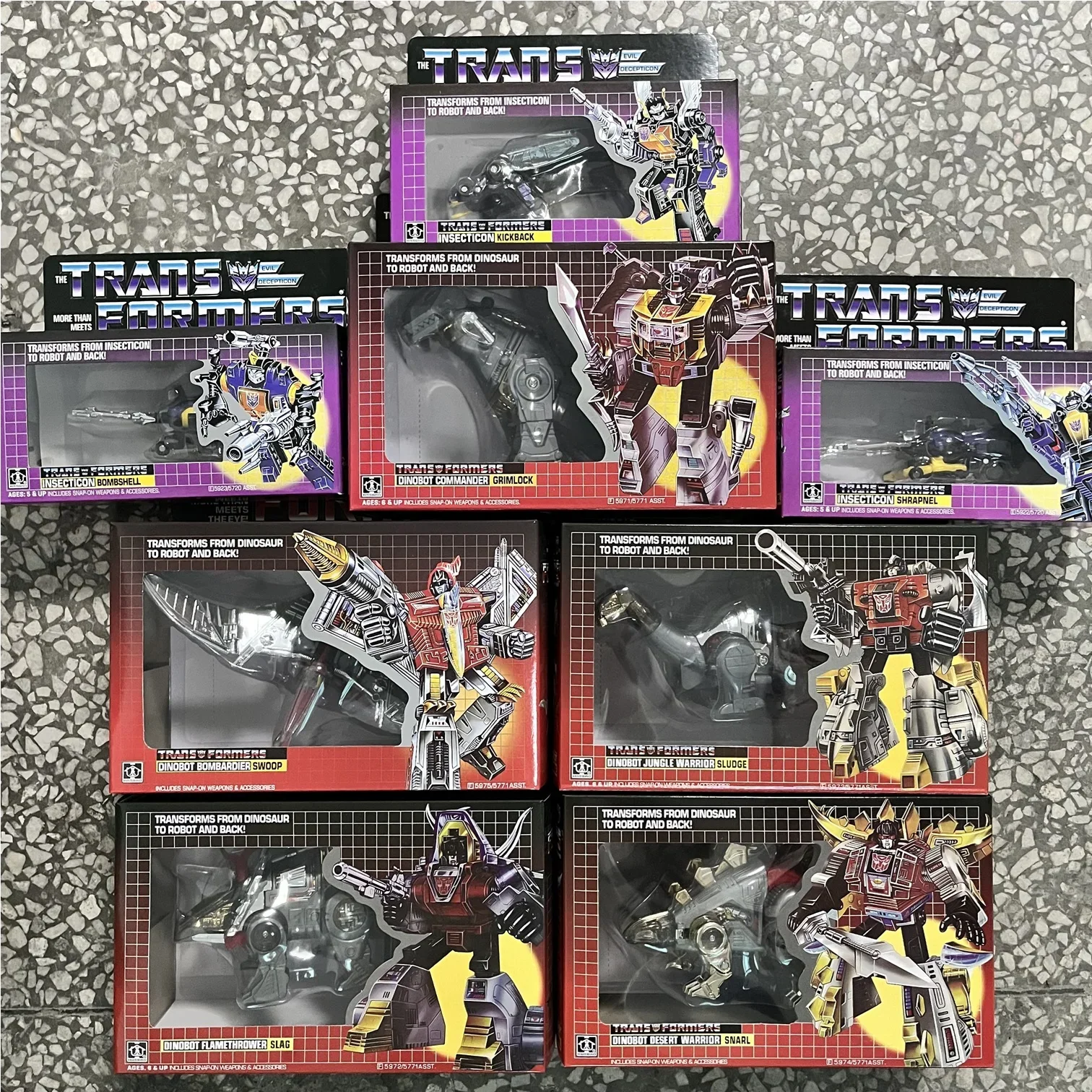 Transformmetion G1 Reissue Ko Dinobots Set Grimlock Snarl Swoop Fanghi Kickback Bomshell Action Figure Toy Gift Collection