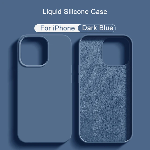 thumbnail image 1 of Original Liquid Silicone Case For iPhone 15 14 12 11 13 Pro Max Mini Luxury Shockproof Cover X XR XS 7 8 14 Plus SE Accessories, 1 of 5