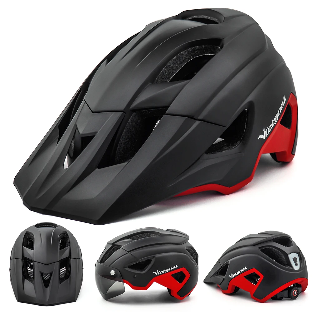 VICTGOAL Fahrrad helm leichte integrierte MTB Rennrad Helme für Männer Fahrrad brille Helm USB LED Licht Sicherheits kappe – Detail 11