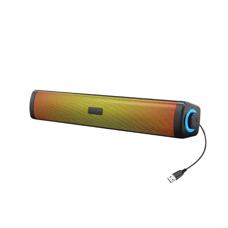 A3PD Stylish Desktop Bluetooth-compatible Soundbar Speaker with Surround Stereo Sound and LED Lights for Home Entertainment