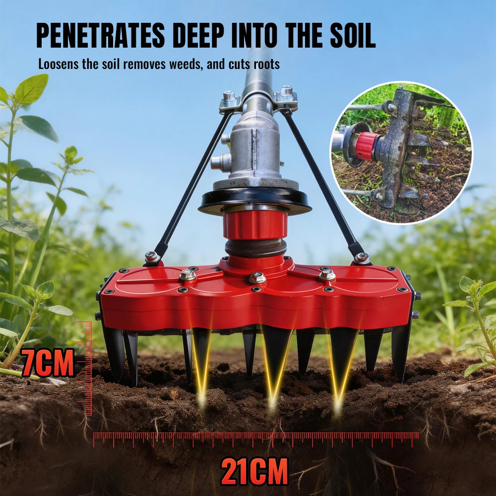 Fresatrice Rotativa per Erbacce da Giardino, Attrezzo per la Rimozione delle Erbacce, Accessorio per Macchina Sarchiatrice per Prato e Giardino - immagine 3