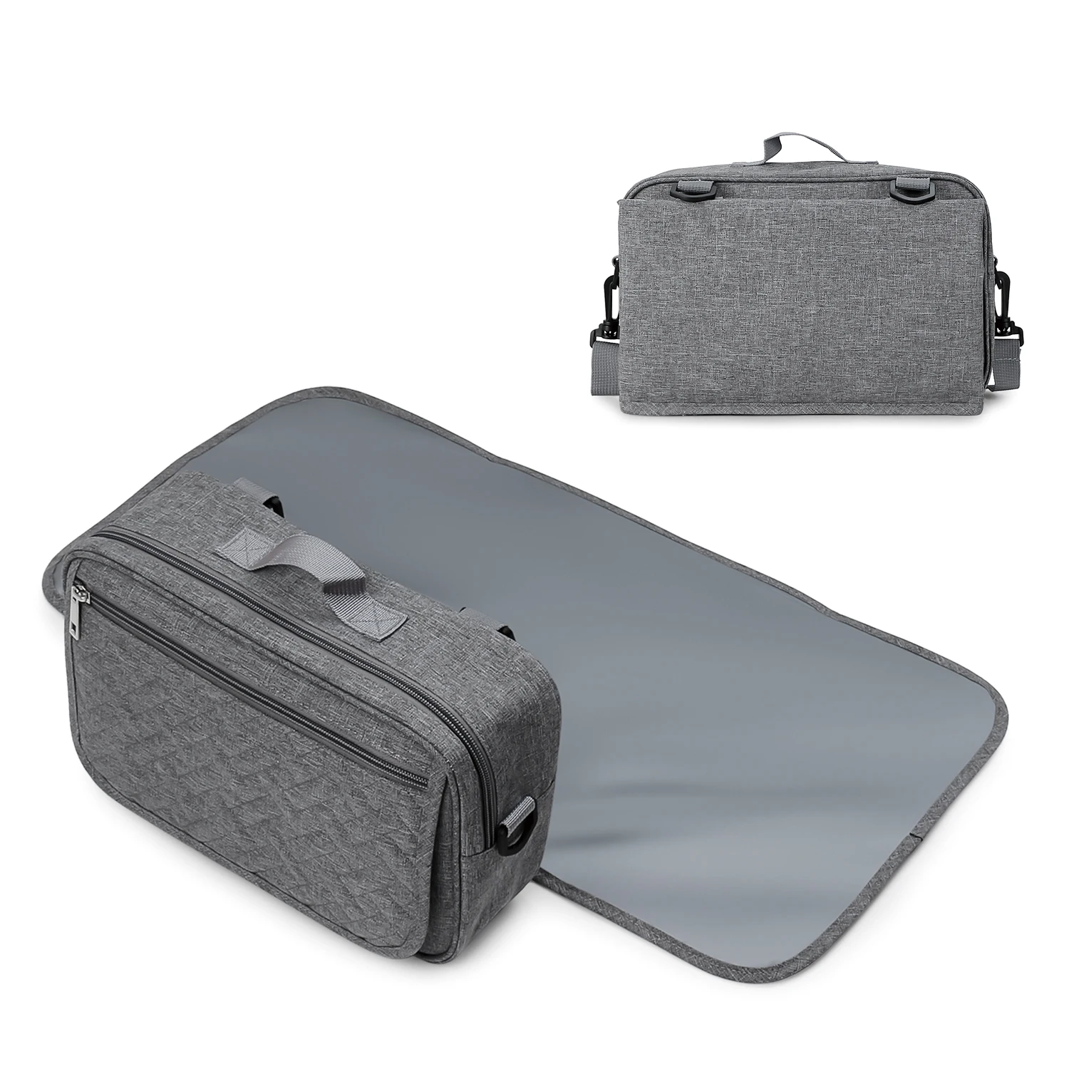 Small Diaper Bag Stroller Bag Diaper Organizer Caddy for Diapers with Changing Mat, Stroller Straps and Adjustable Shoulder 4