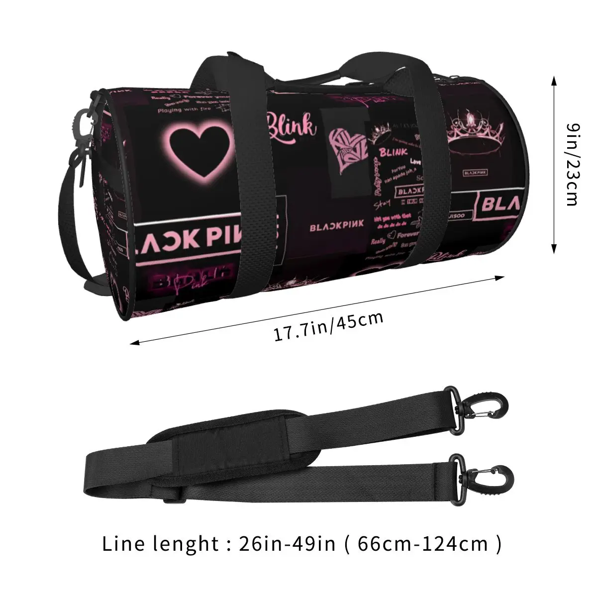 Blacks Girl Pinks Group K-Pop Gym Bag Portable Sports Bags with Shoes Swimming Design Handbag Funny Fitness Bag For Men Women 3