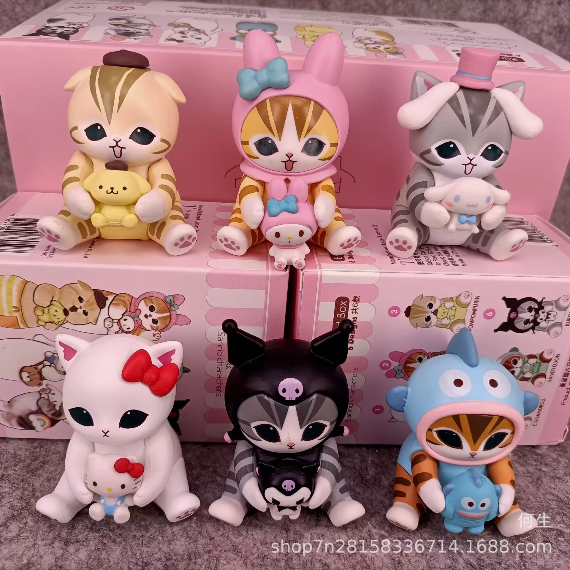 Kawaii 귀여운 Mofusands cos Sanrio 사랑스러운 캐릭터 헬로 키티 마이 멜로디 미스터리 블라인드 박스 선물 장난감 모델 애니메이션 피규어 수집