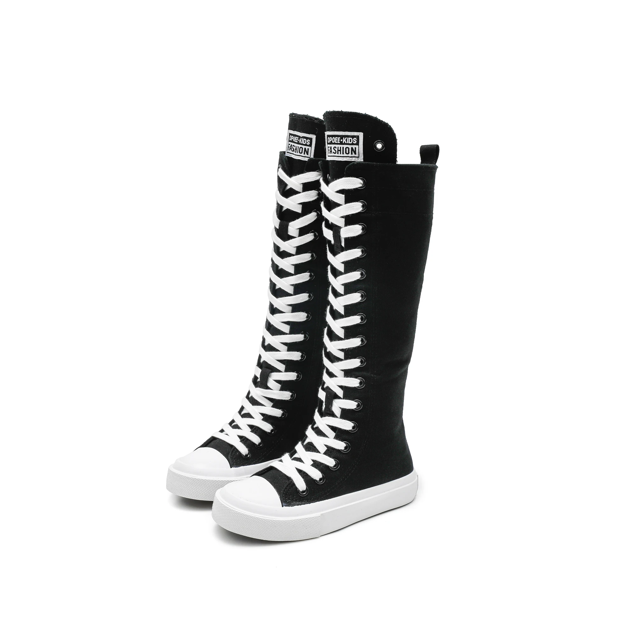 High top solid color board shoes Korean version trendy shoes high tube canvas shoes boots fashionable and breathable boys and gi