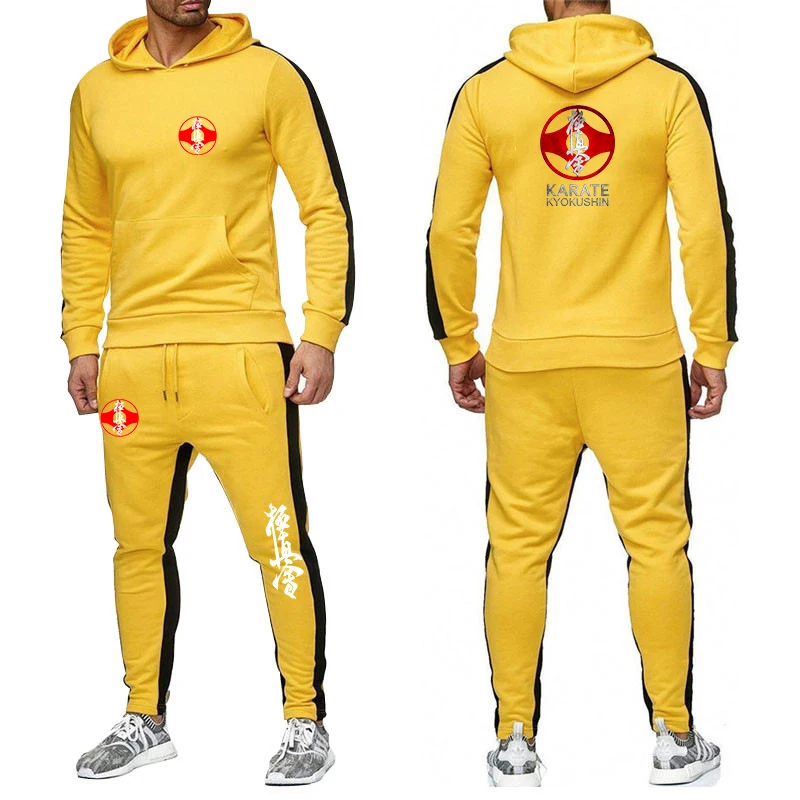 Kyokushin Karate Print New Clothing Men's Autumn Winter Sets Zipper Hoodie+Pants Casual Tracksuit Male Sportswear Pullover Sweat 5
