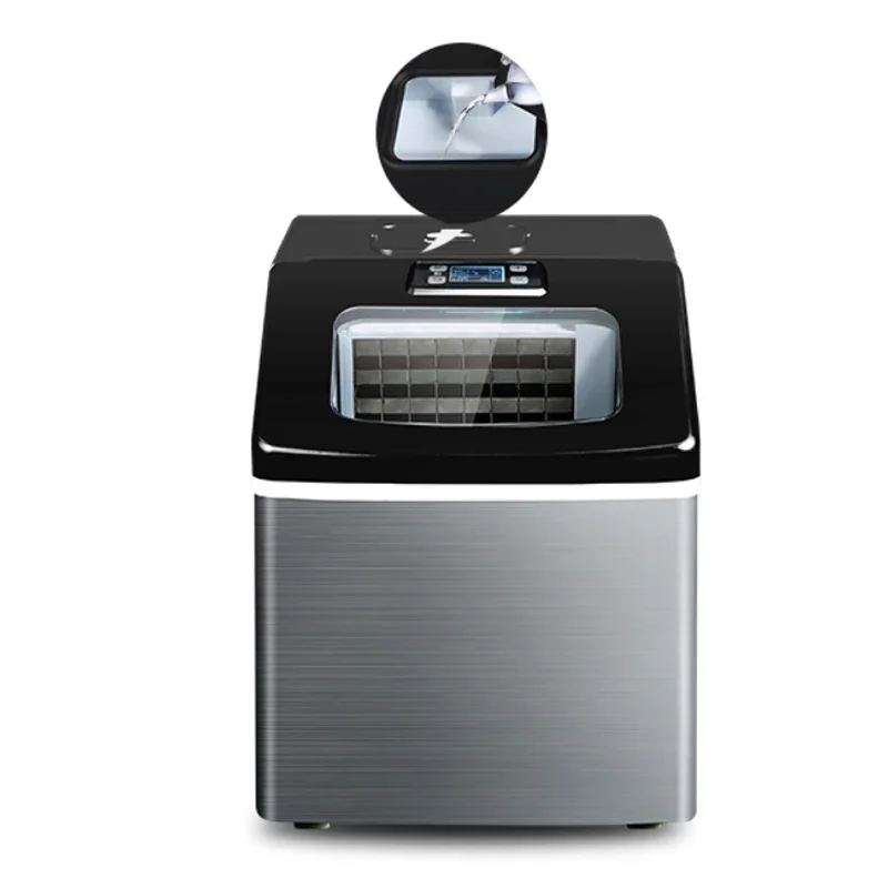 HZB-20 Ice Maker Electric Commercial Tea Shop 25kg Square Mini Ice Maker Household Desktop Automatic Ice Maker 220V 120W 3