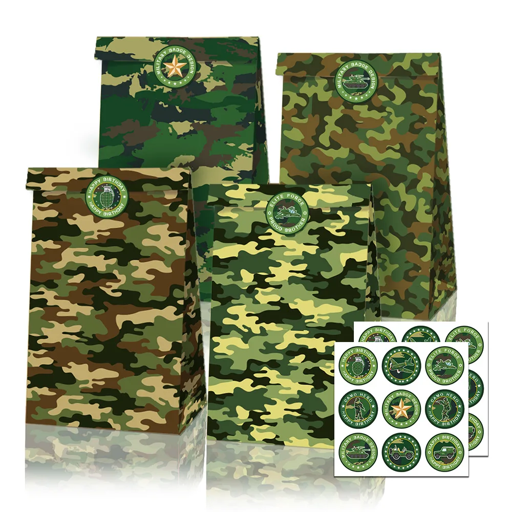 Camouflage Party Paper Favor Bags Boys Military Camo Army