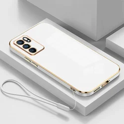 Luxury Square Plating Shockproof Silicone Phone Case - Stylish Back Cover s for OPPO Reno6 4G (Gs6D White)
