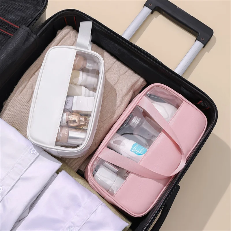 New 1pc Portable Large Capacity Cosmetic Bag Makeup Pouch Translucent Bath Bags Organizer Waterproof Wash Case Travel Storage