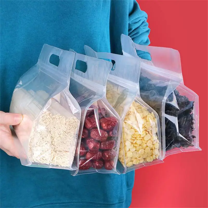 10pcs Fruit Packaging Bag Plastic Punched Fresh-keeping Bag With Colorful  Printed Self-sealing Strip