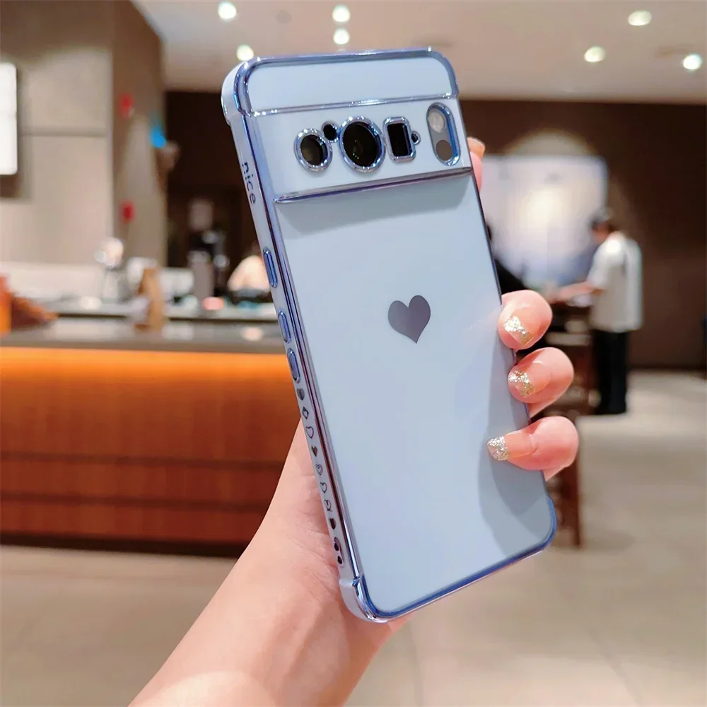 Fashion Love Heart Plating Shockproof Soft Lens Protection Case