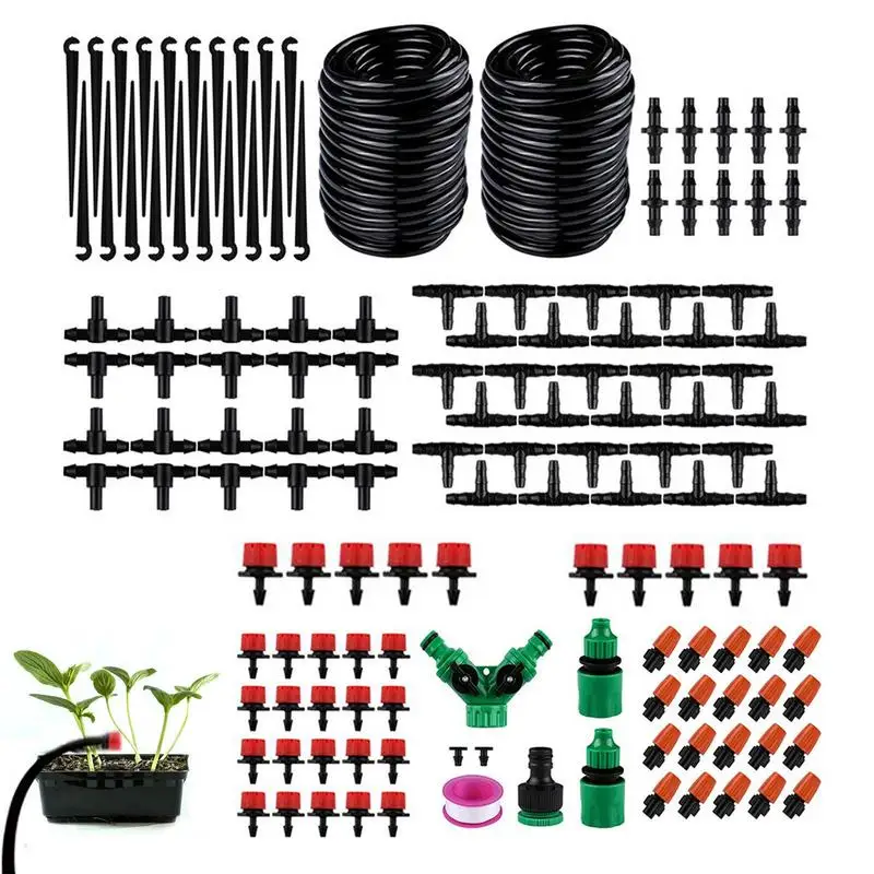 

Plant Watering System Double 49.2 Ft Automatic Irrigation System Distribution Tubing Watering Drip Kit Irrigation Equipment With