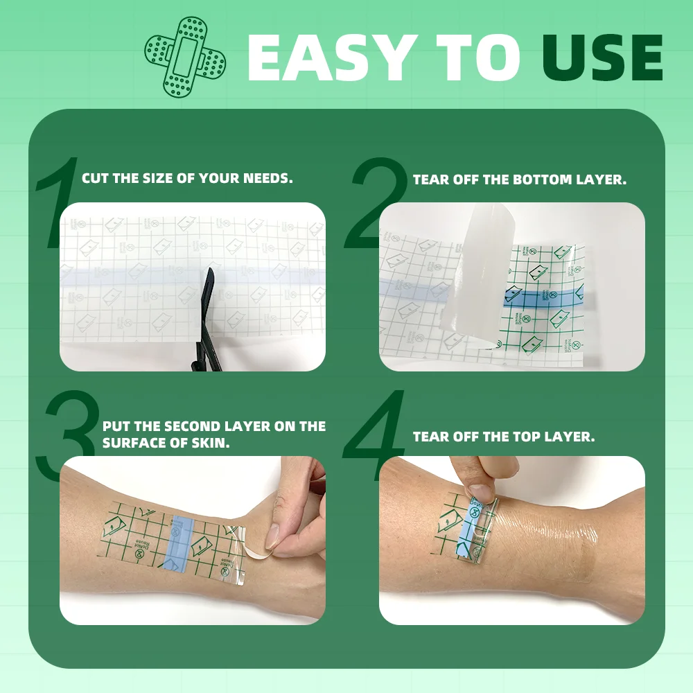 Medical Tattoo Aftercare Waterproof PU Film for Protective Skin Healing Bandages PU Tape Medicinal Wound Dressing Adhesive 6