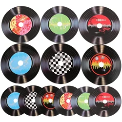 12pcs Retro Vinyl Records Wall Decal DIY Wall Sticker Aesthetic Disco Rock And Roll Music Studio Party Decorations