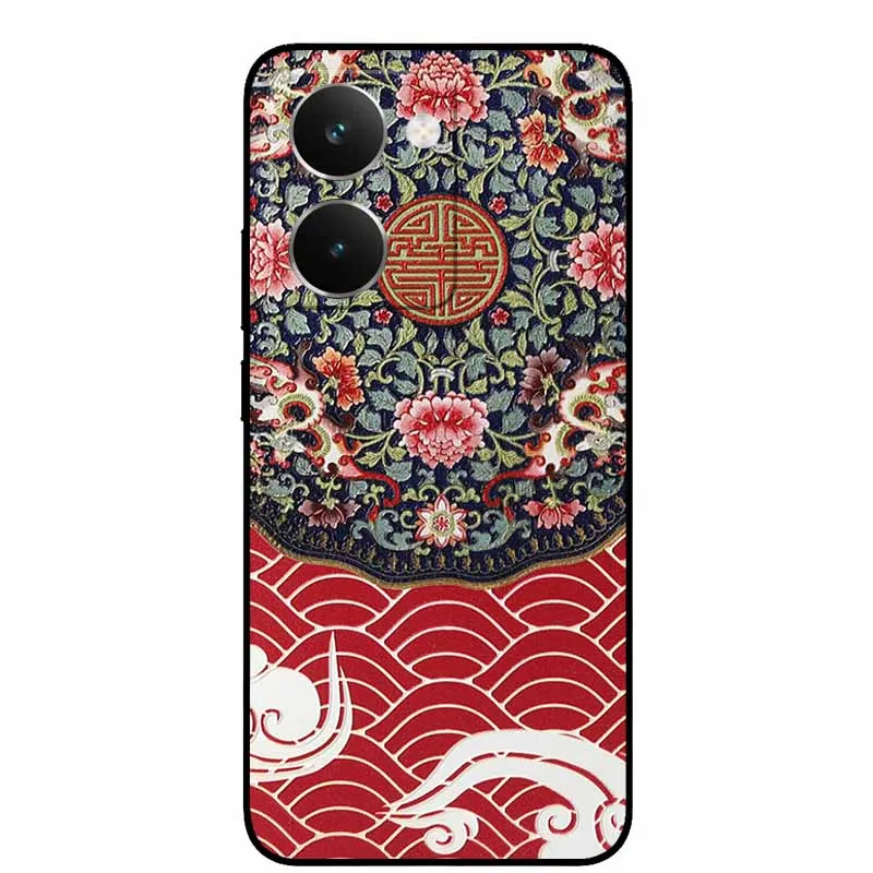 Vintage 3D Embossed Silicone Back Cover – Black Retro Design