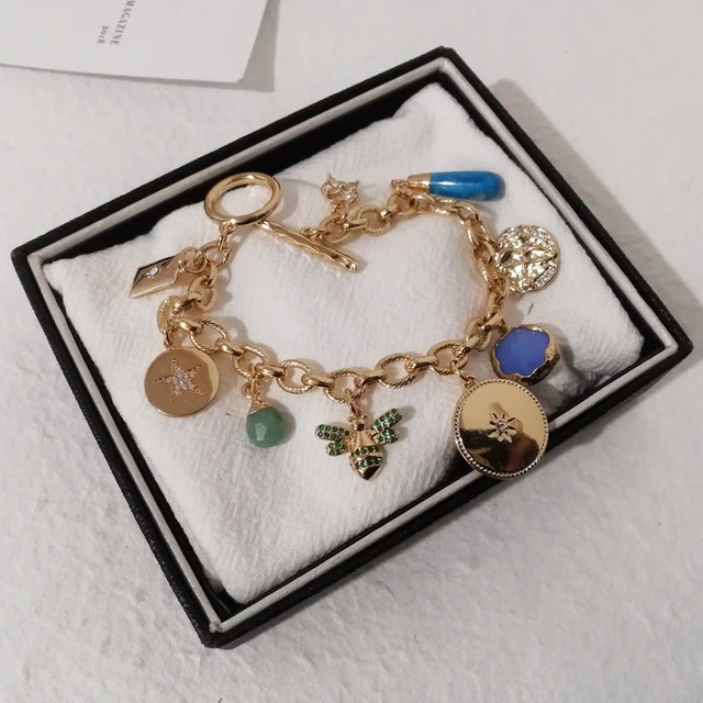 Matte Gold Chunky Bee Charm Bracelet – Loni Paul Jewelry