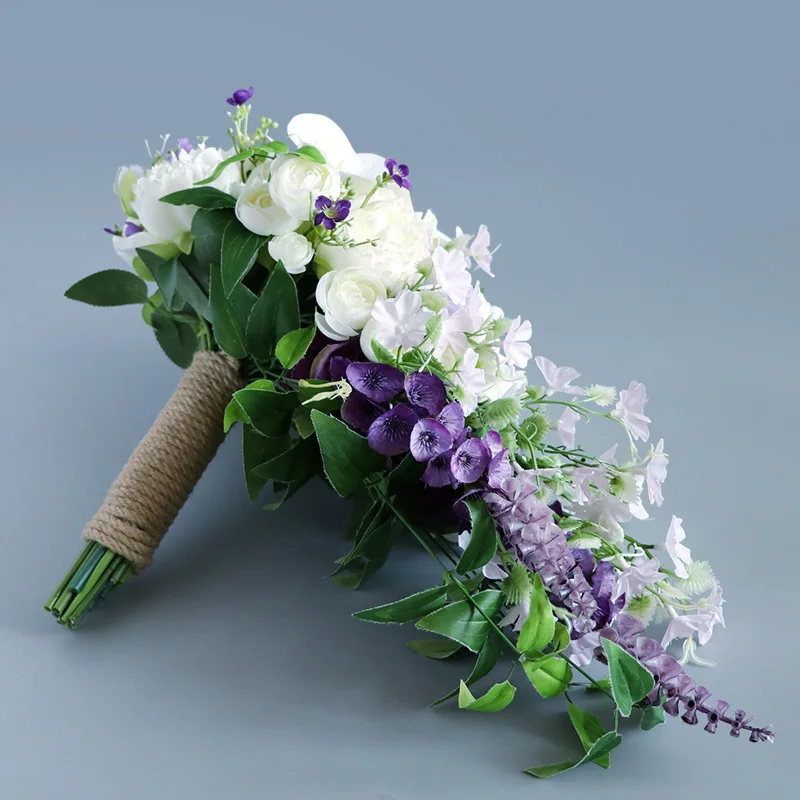 Vintage Artificial White and Lilac Wedding Bouquets Bridesmaid Carla Lily Church Home Decor Gifts Bride ramo de quincea&ntilde;era