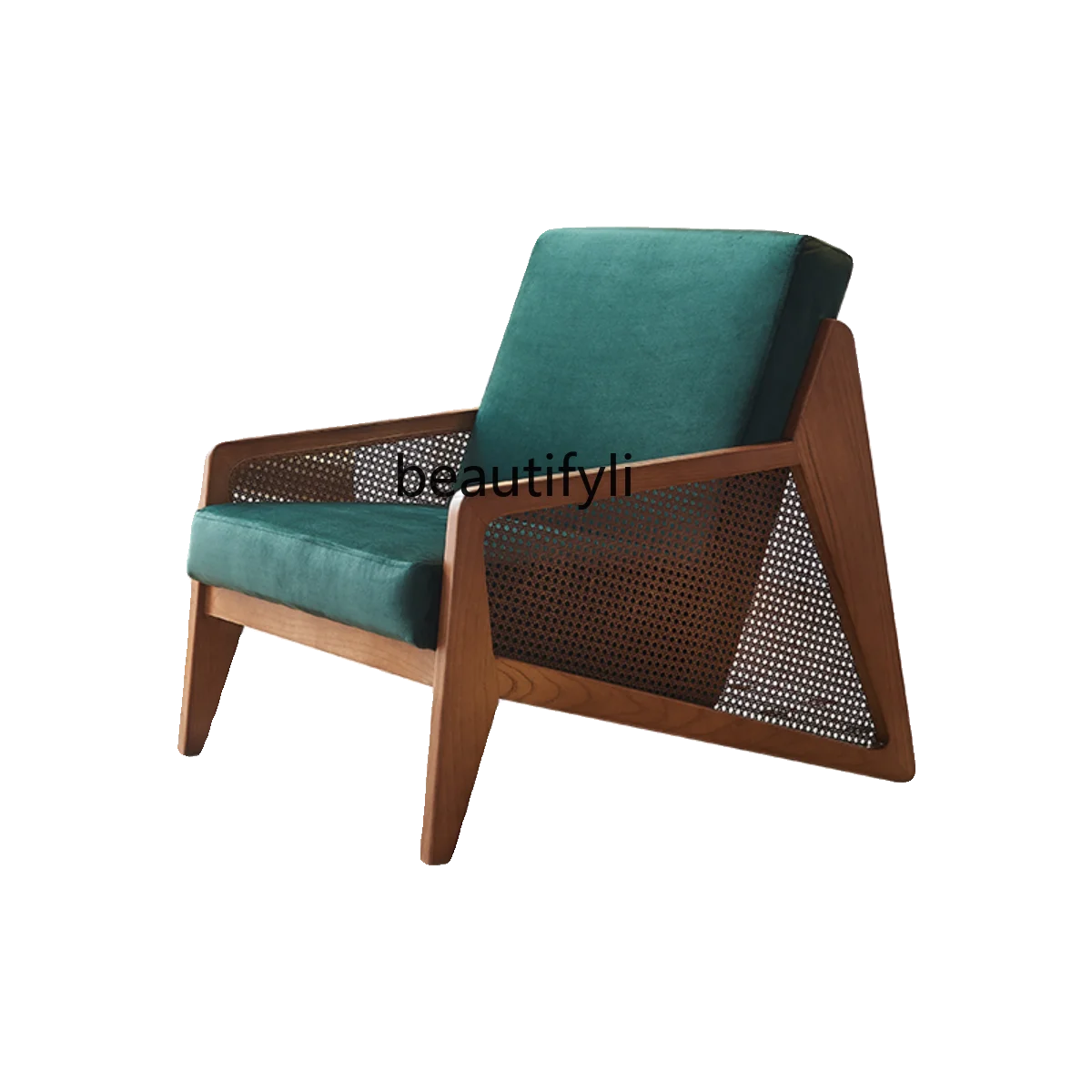 

Nordic Solid Wood Rattan Couch Simple Retro Designer Homestay Hotel Living Room Single Leisure Chair