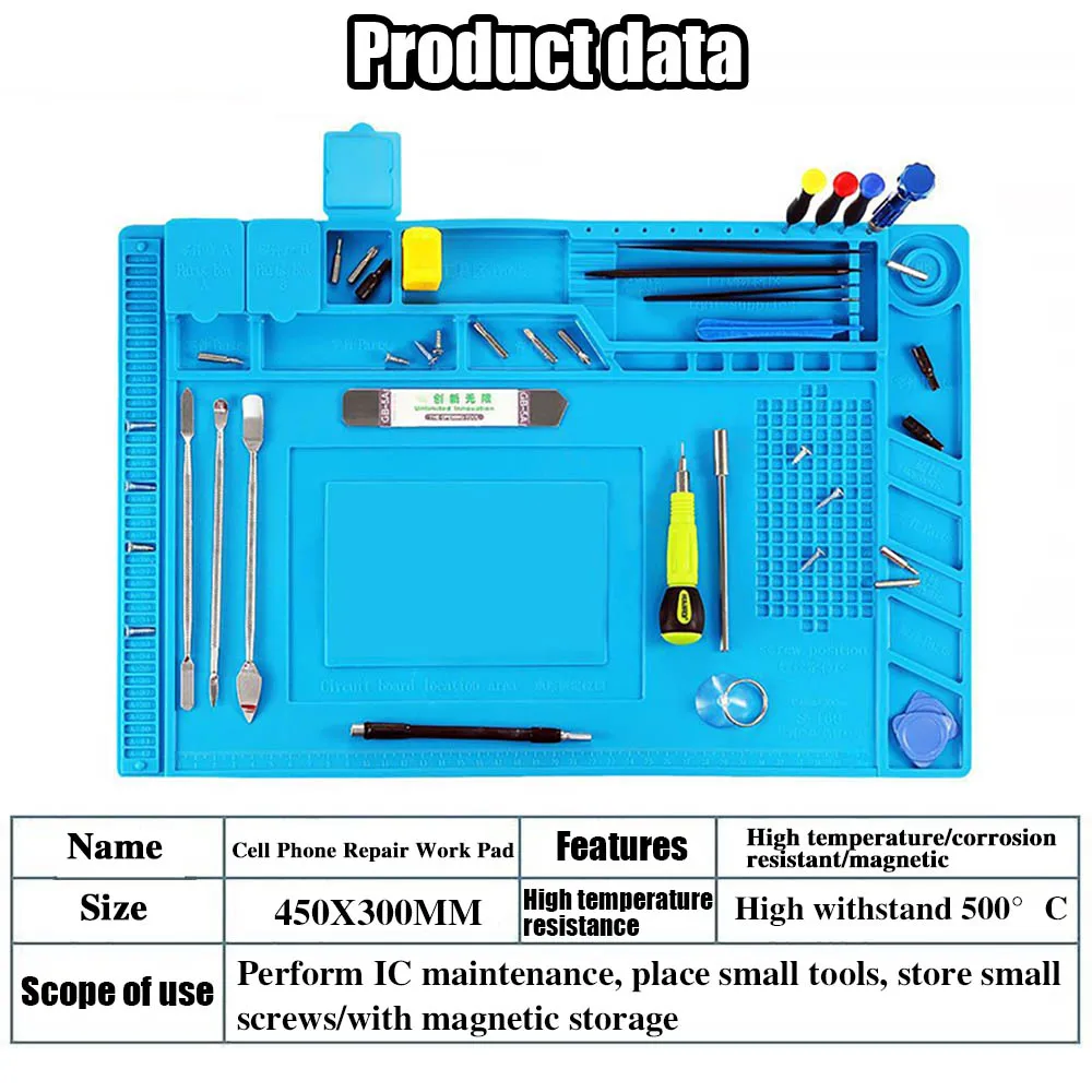 Silicone Soldering Mat ESD Antistatic Heat Resistant Insulation Work Mat  Soldering Station Kit Repair Pad Maintenance Platform