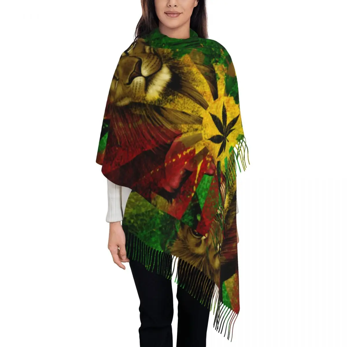 

Jamaican Rasta шарф льва Для Женщин Зимняя теплая шаль из пашмины платок японский растафарин длинная шаль шарф для женщин