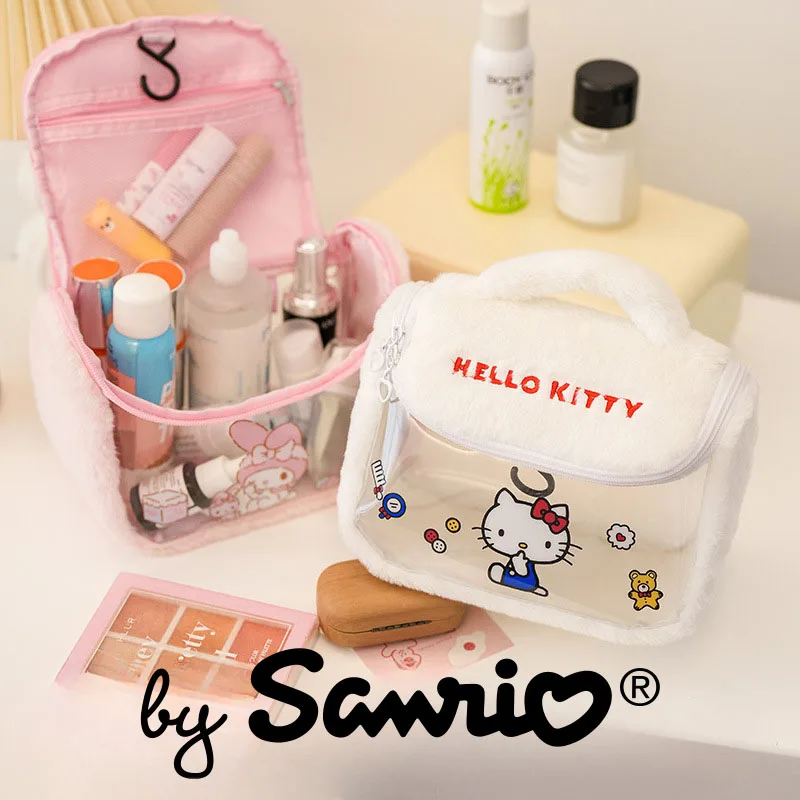 

2024 Sanrio Hello Kitty Kuromi My Melody Plush Shoulder Tote Bag Handbag Makeup Bags Large Capacity Kawaii Versatile Portable