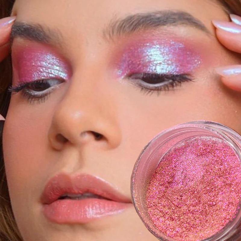Polarized Chrome Eyeshadow Powder 12 Colors Lasting Waterproof Pearlescent Glitter Matte Green Pink Blue Loose Powder Eye Makeup