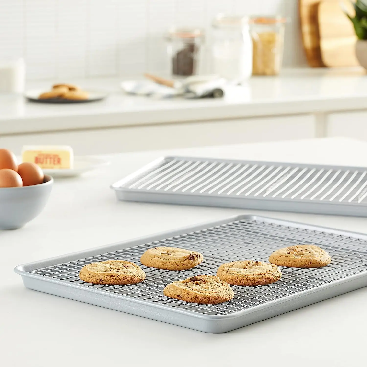 Stainless Steel Cookie Sheet Rimmed Baking Sheet Jelly Roll Pan Bakery Wire  Cooling Racks For Cookie/Bread/Cake Etc - AliExpress