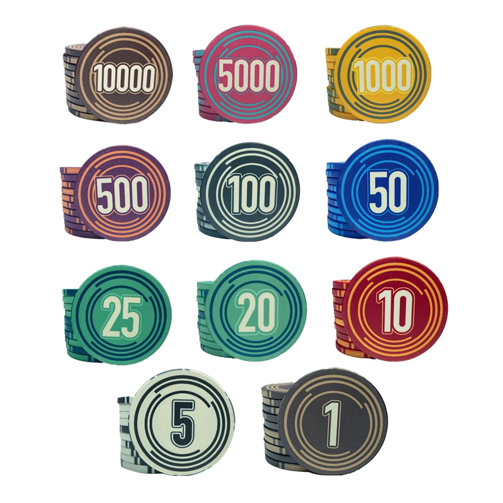 100pcs Ceramic Chip Set 43mm/pcs Texas Hold'em Poker Chips Casino Poker Chips Baccarat Entertainment Coins with Denomination 4