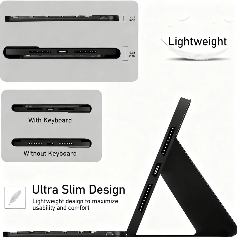 Enhanced Detachable Bluetooth Keyboard Case - Sleek Protective Cover
