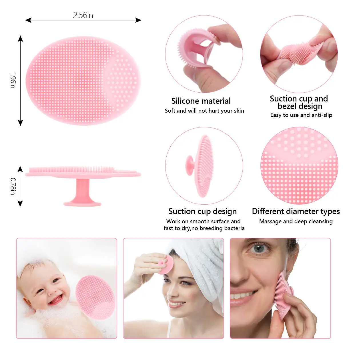 Silicone Lip Exfoliating Facial Cleansing Brush Face Scrub Nose Clean Brush Blackhead Remover Double-Sided Beauty Skin Care Tool
