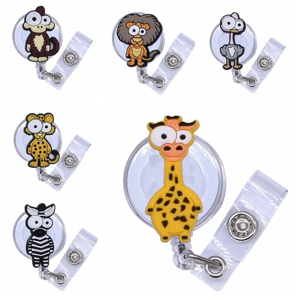 Wild Animals Style Retractable Badge Reel ID Card Clips Big Eye Easy Pull Buckle Cartoon Exhibition Enfermera Nurse Badge Holder dinosaur nurse badge reel cartoon animals bear rabbit easy pull buckle name tag id card retractable badge holder