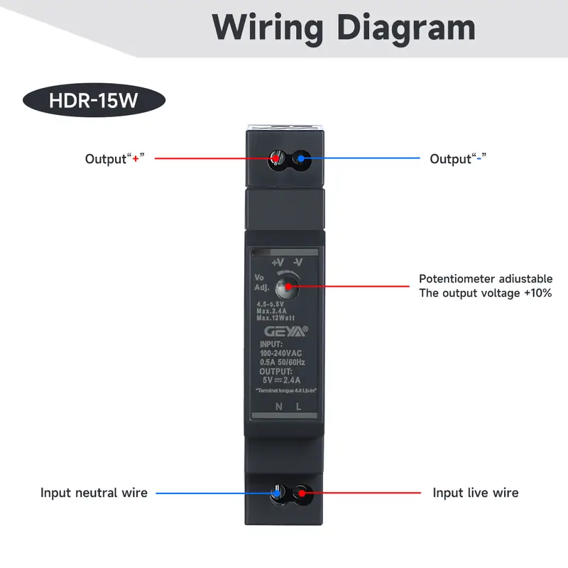 GEYA HDR DIN Rail Switching Power Supply | 15W/30W/60W/100W/150W Multi-Power | Wide Voltage Input | 5V-24V Output - Image 6