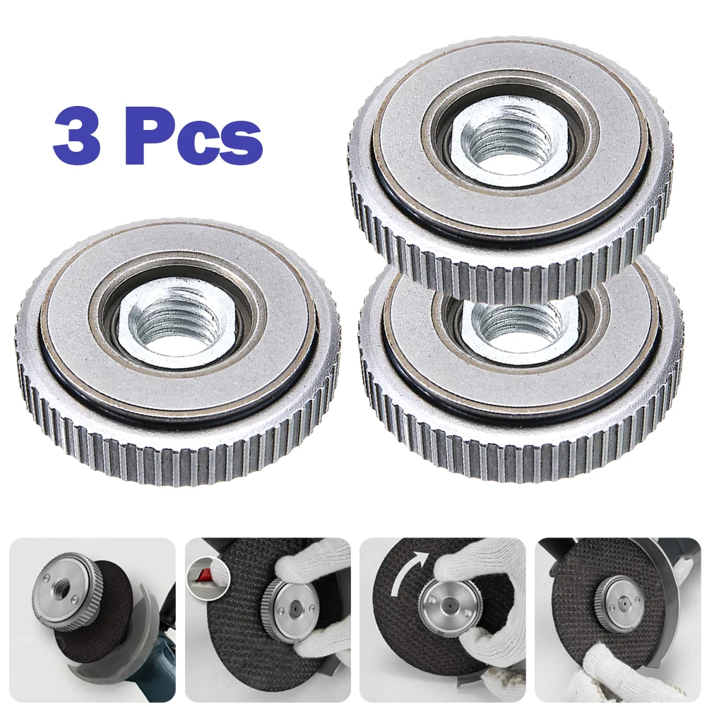 цена 3pcs 50mm Self-locking Pressure Plate Angle Grinder M14 Thread Replacement Release Nut Clamping Power Tools Parts