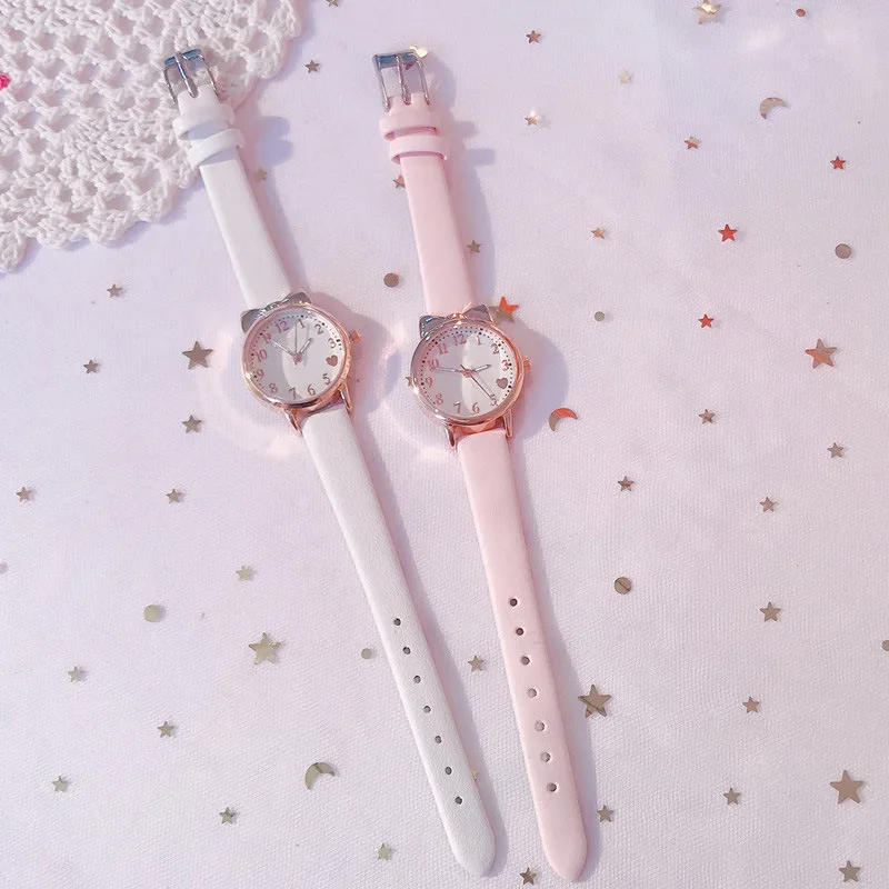 2024 Fashion Kids Love Digital Dial Children Set Watch Leather Strap Quartz Watches Kid Girls Clock Watch Bracelet Set Gift 5