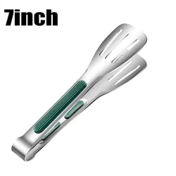 Premium Non-Slip Stainless Steel Food Tongs - Versatile Kitchen Tool for Grilling, Cooking, and Serving (1PC 7inch)