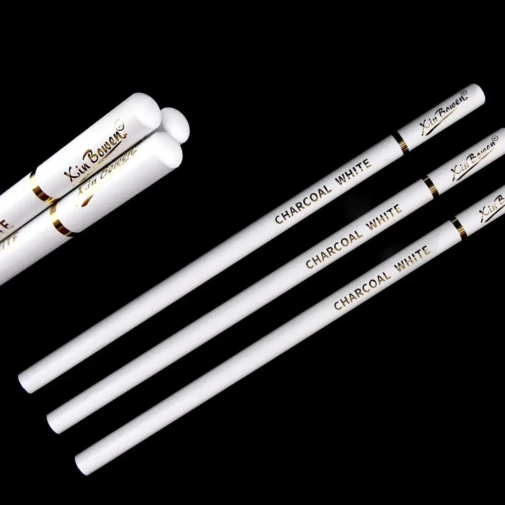 3PCS Professional White Charcoal Pencils Sketch Highlight White Pencils for Drawing Sketching Shading Blending 5