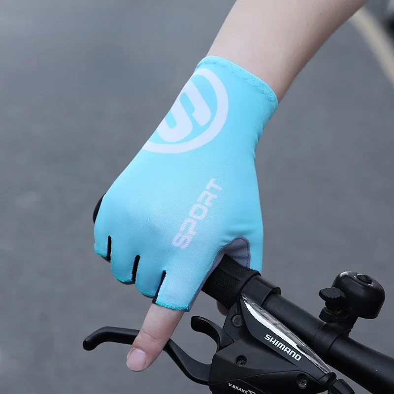 Short Cycling Gloves Fingerless Gloves Anti-slip Bicycle Lycra Fabric Half Finger Mitten for Mtb Road Bike Sports Racing 4