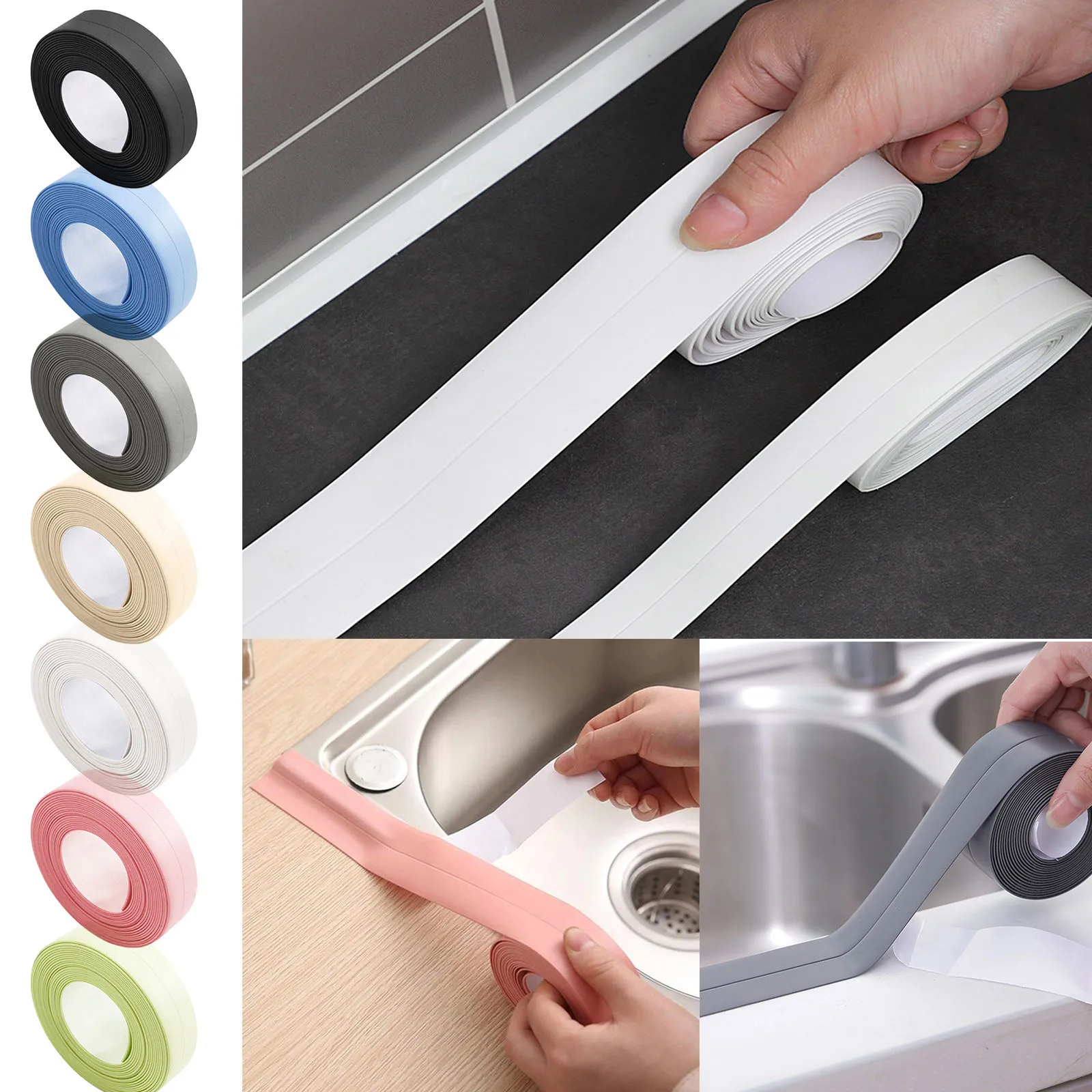 Sealing Strip Tape Waterproof Tape Sealing Tape Sealing Strip Kitchen Sealing Strip Bathroom Shower Sink Bath Caulk Tape Self Adhesive Waterproof Bar Strip Wall Tape Pure Easy To Clean