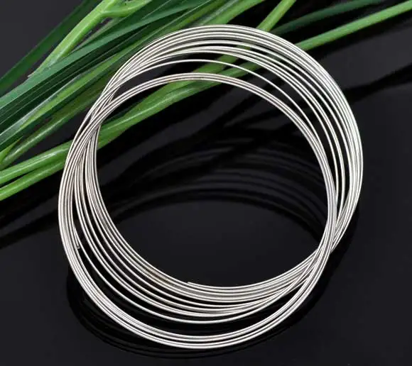 

5.5cm Handmade Steel Wire Memory Beading Bracelets Components Round Silver Color Metal Chains DIY Neckalce Jewelry,200Loops
