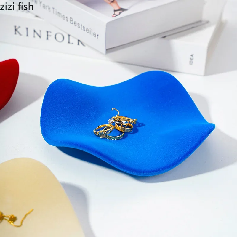 Creative Flocking Ceramic Storage Tray Irregular Wave Shape Tray Jewelry Storage Trays Household Small Item Trays