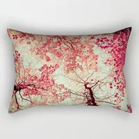 Red Maple Leaf Tropical Plants Flowers Leaves Pillow Covers High Quality Short Plush Velvet Rectangle  Pillow Cases Four Sizes 2