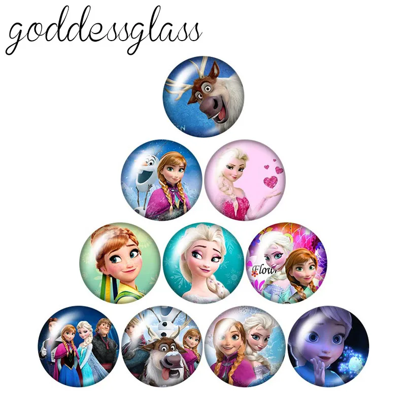 Disney Princess Elsa Anna Olaf Girl Round photo glass cabochon flat back Making findings for bracelets 10pcs 12mm/18mm/20mm/25mm leather bracelet,silicone bracelet,fashion bracelet,stainless steel bracelet,fashion jewelry