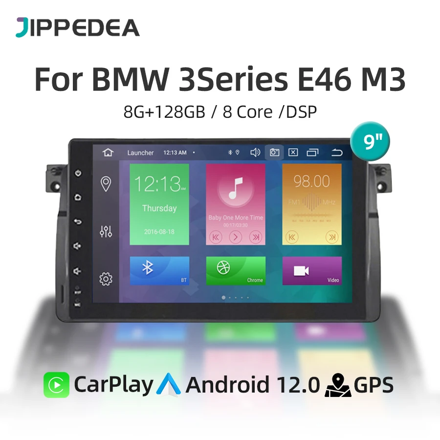 Android 12 Car Multimedia Video Player Carplay Navigazione Gps Stereo Bluetooth Wifi Autoradio Per Bmw Serie 3 E46 M3 1998-2006