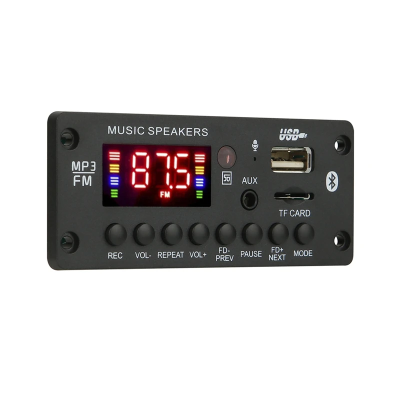 B96A-50W Amplifier 12V MP3 Decoder Board Bluetooth 5.0 25W Car MP3 Player USB Recording Module FM AUX Radio For Speaker