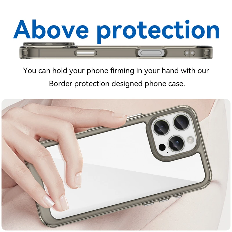 Hybrid Shockproof Transparent Armor Phone Case with Hard PC Bumper