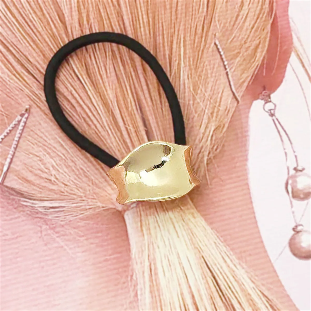 Metal geometric ponytail hair tie, simple and versatile small rubber band hair tie 4